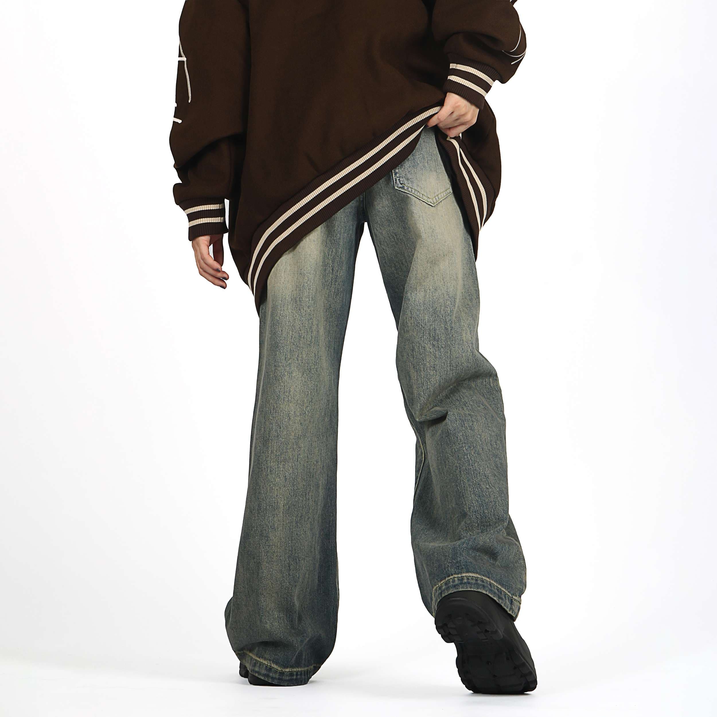 ストリートファッション ワイドシルエット ルーズフィットデニム