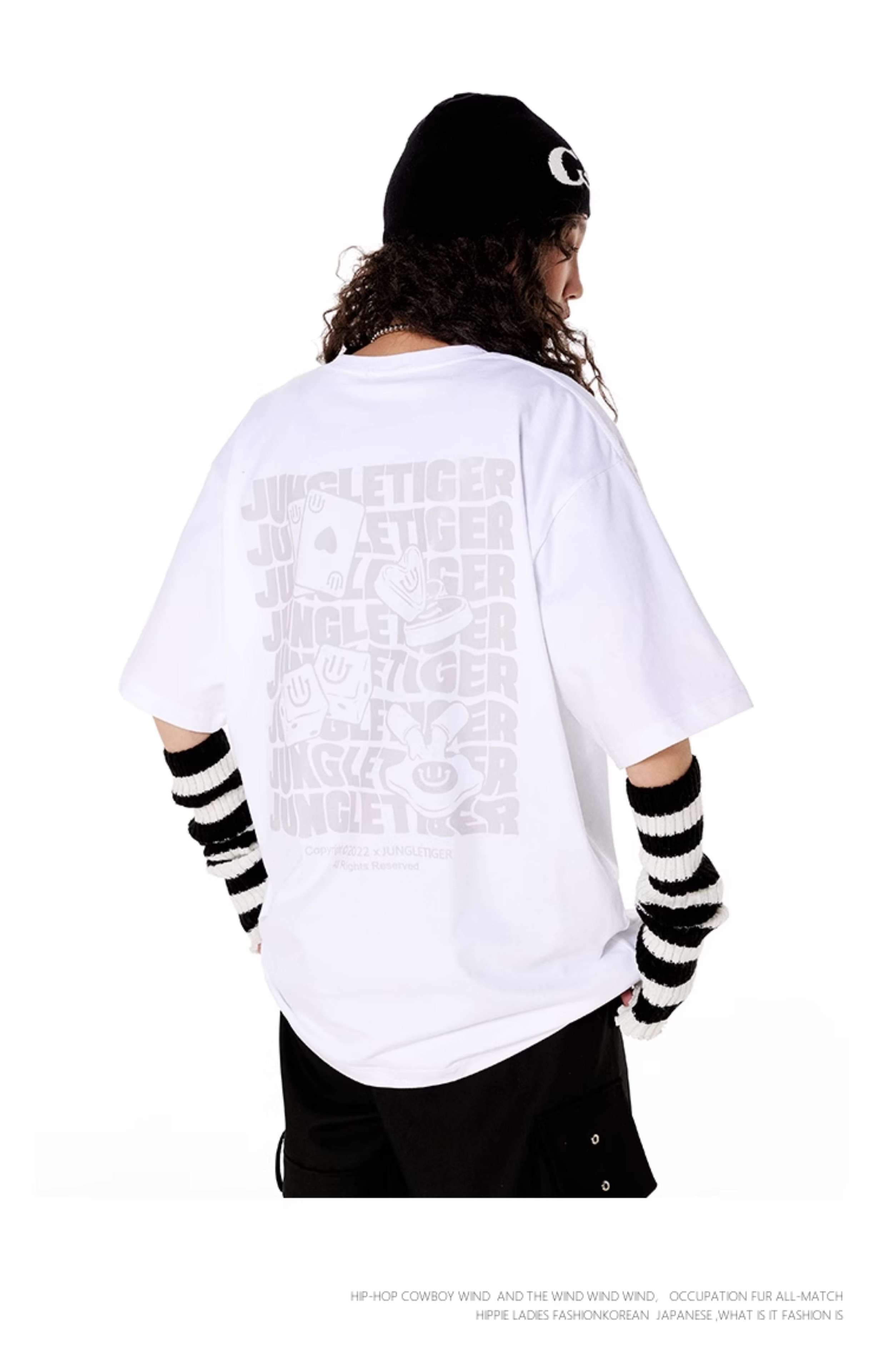 ストリートファッション ジャングルタイガー ロゴ プリント Tシャツ