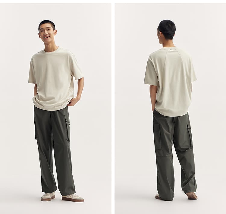 ストリートファッション ゆったりシルエットポケット多機能パンツ