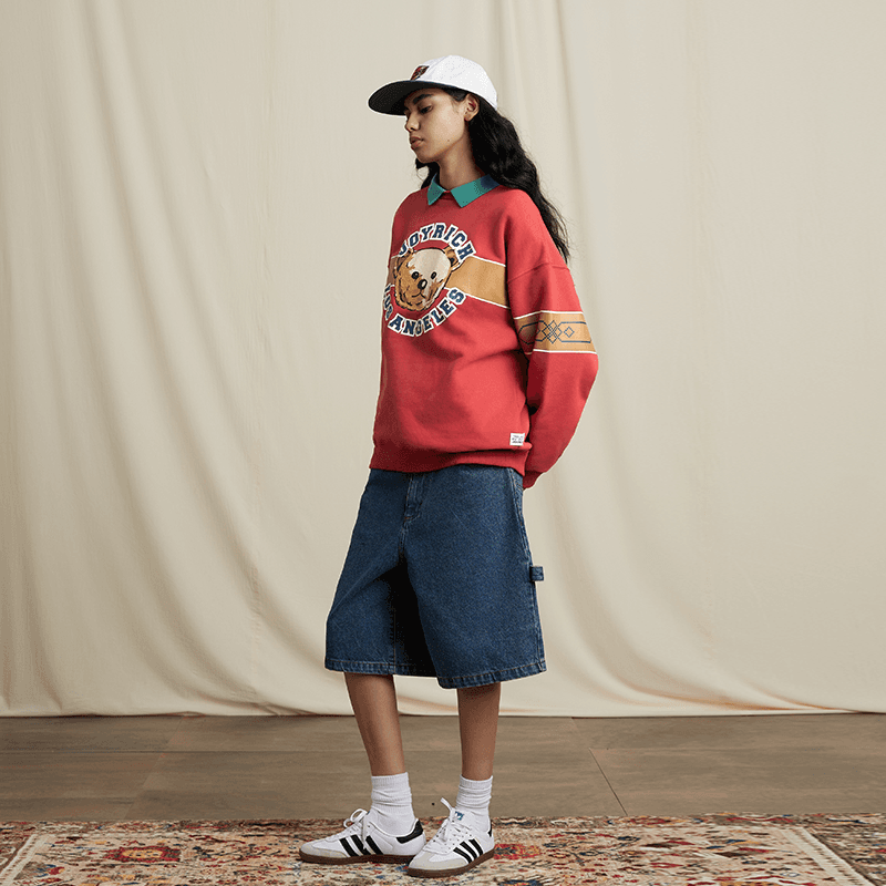 ストリートファッション ストリート系ロゴ入りスウェットトレーナー