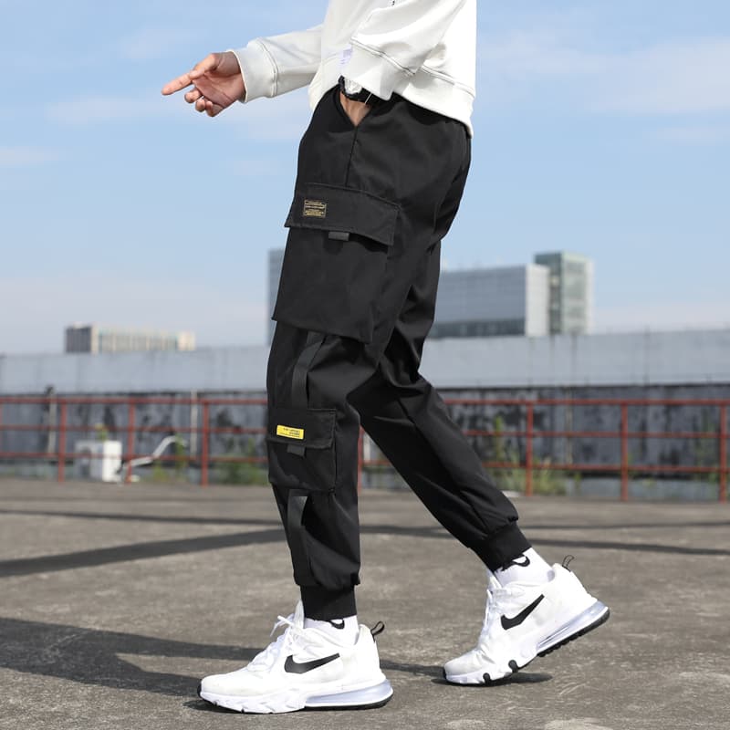 ストリートファッション 多機能ポケット付き 都会派ジョガーカーゴパンツ
