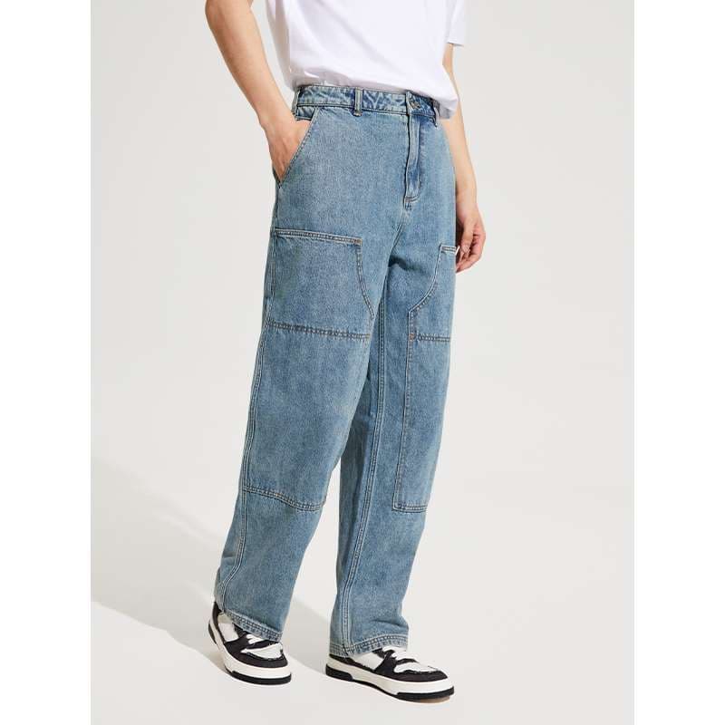 ストリートファッション ルーズシルエットデニムワークパンツ