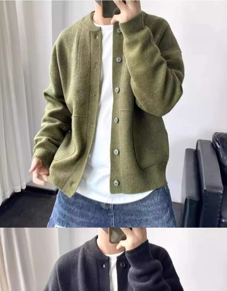 ストリートファッション シンプルデザインのゆったりカーディガン
