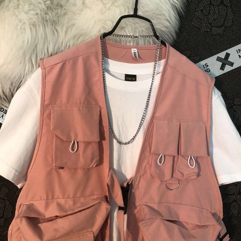 ストリートファッション マルチポケット機能性ストリートベスト