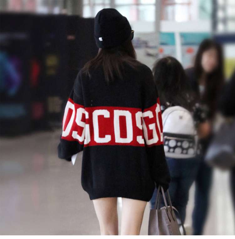 ストリートファッション オーバーサイズロゴニットワンピース