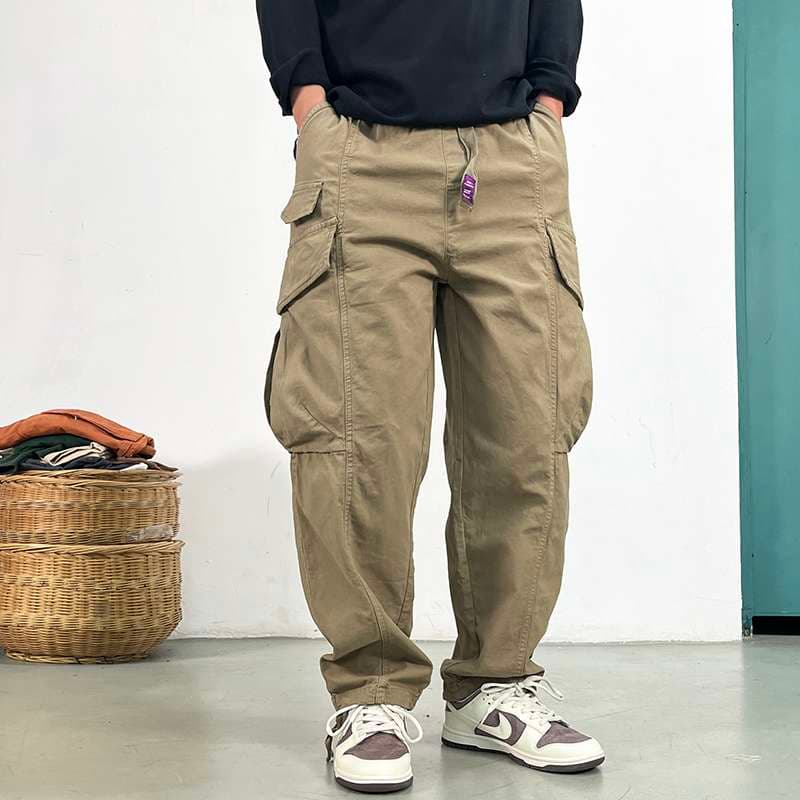 ストリートファッション ワイドシルエット ミリタリー風カーゴパンツ