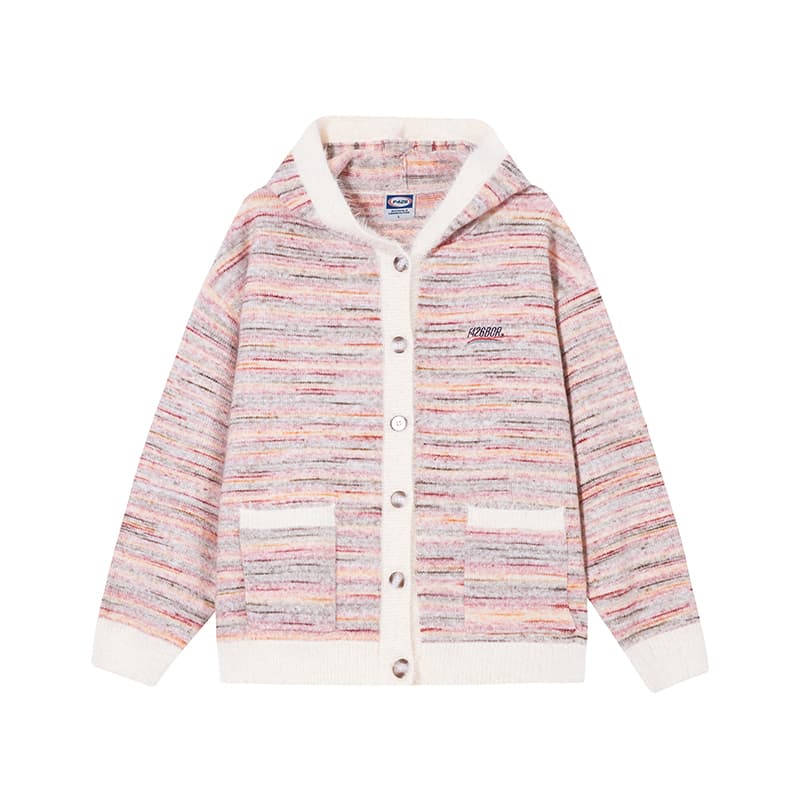 ストリートファッション マルチボーダーふわもこカーディガン