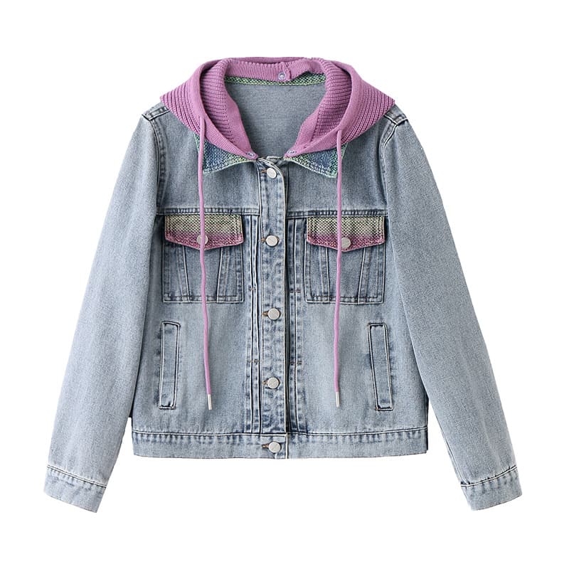 ストリートファッション クラシック胸ポケット付きデニムジャケット