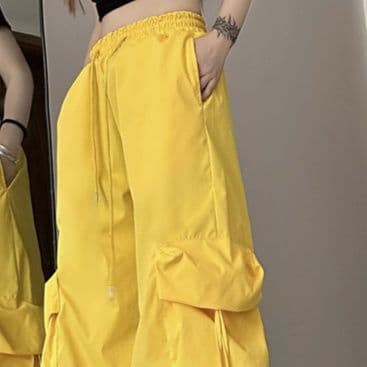 ストリートファッションカーゴパンツ 多重ポケット装飾ワイドシルエットカーゴパンツ