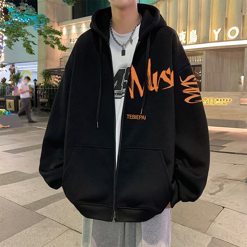 ストリートファッション アートライン ゆったりパーカー