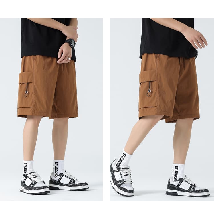 ストリートファッション ゆったりハーフ丈カーゴパンツ