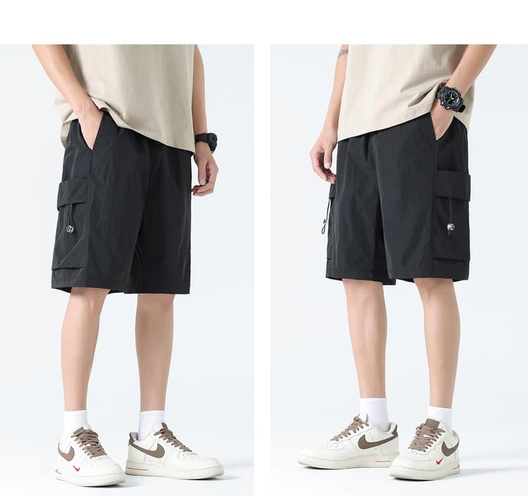ストリートファッション ゆったりハーフ丈カーゴパンツ