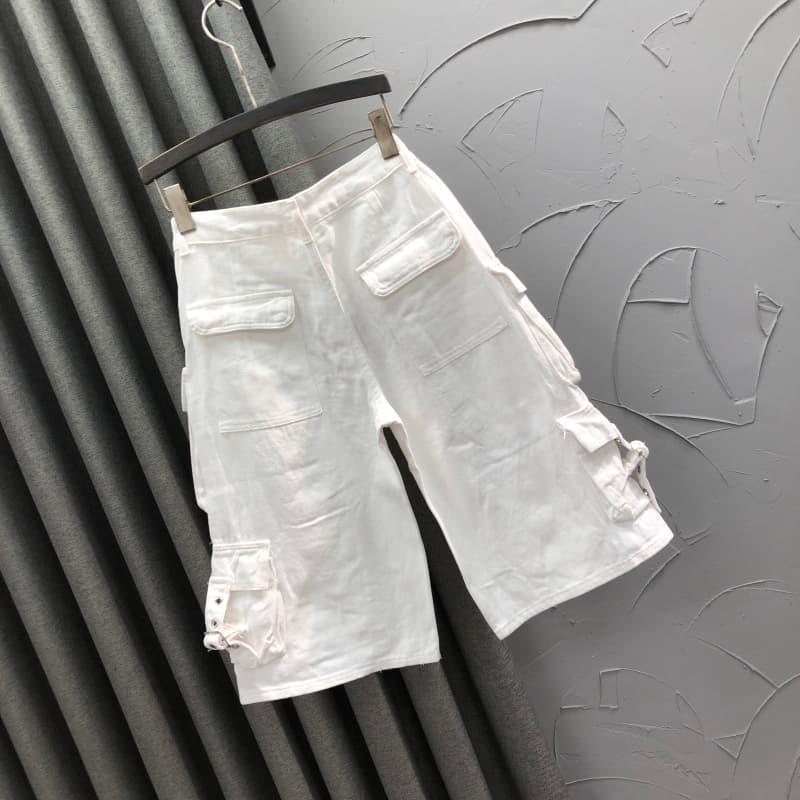 ストリートファッション ベルトアクセント多機能ポケットパンツ