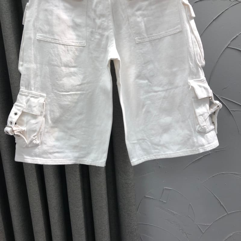 ストリートファッション ベルトアクセント多機能ポケットパンツ