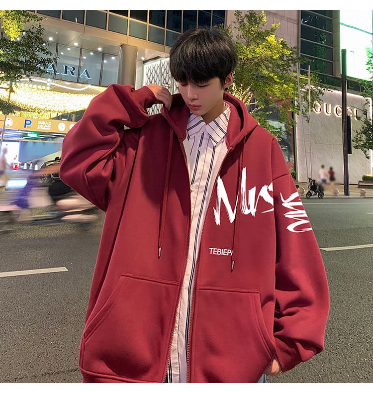ストリートファッション アートライン ゆったりパーカー