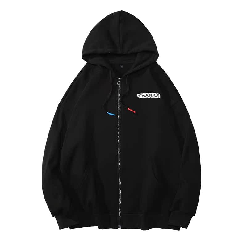 ストリートファッション オーバーサイズジップアップフード付きスウェット