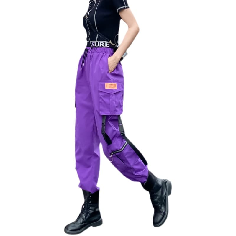 ストリートファッション デザインストラップ付きカーゴパンツ
