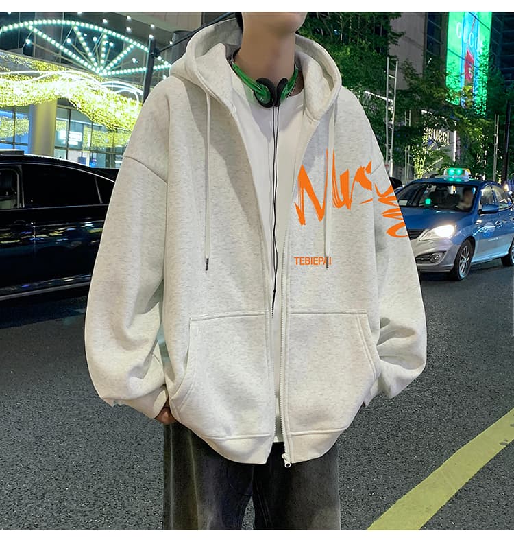 ストリートファッション アートライン ゆったりパーカー